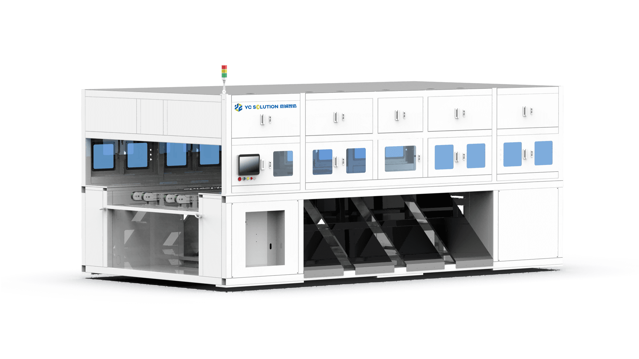 Patented frame disassembly equipment for solar panel recycling. Flexible force technology with 100% recovery rate and >99% purity.